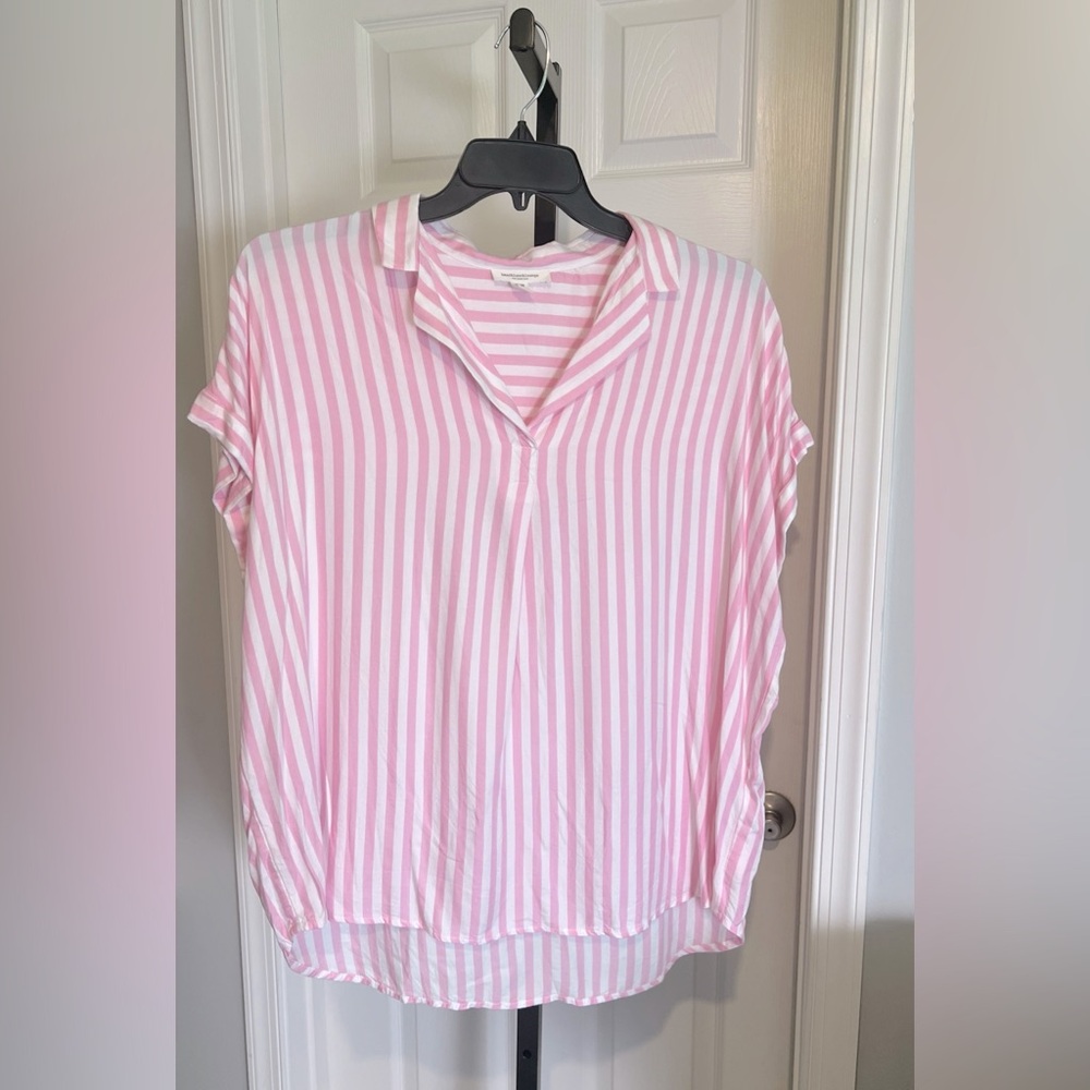 Beach Lunch Lounge Womens Top Size X-Large Pink Stripe Dolman Popover - Picture 1 of 8